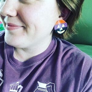 NEW Purple, Black, and Orange Jack-o-Lantern Halloween Large Studs